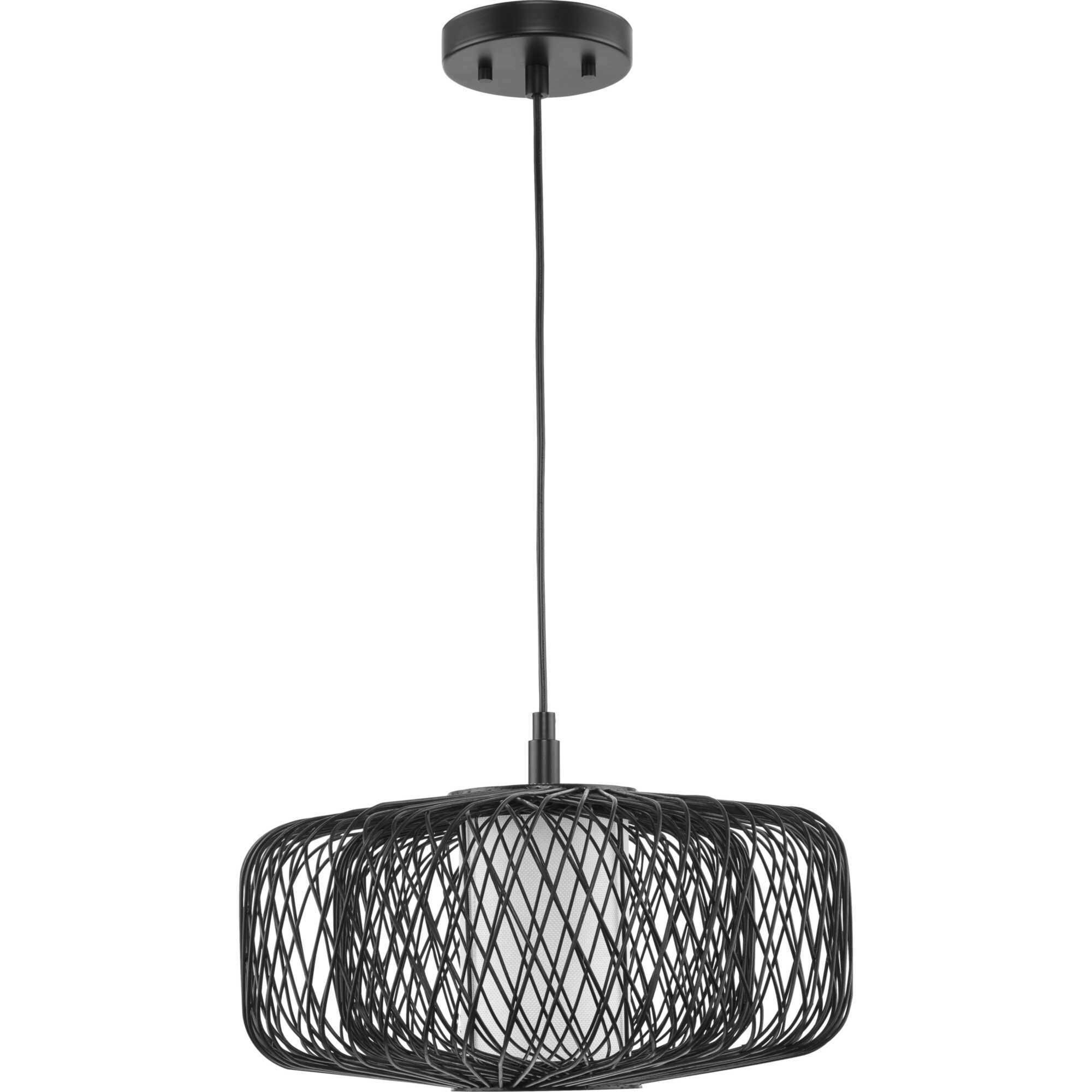 Cordova 1 Light 16 inch Black Rattan Pendant Ceiling Light, Design Series