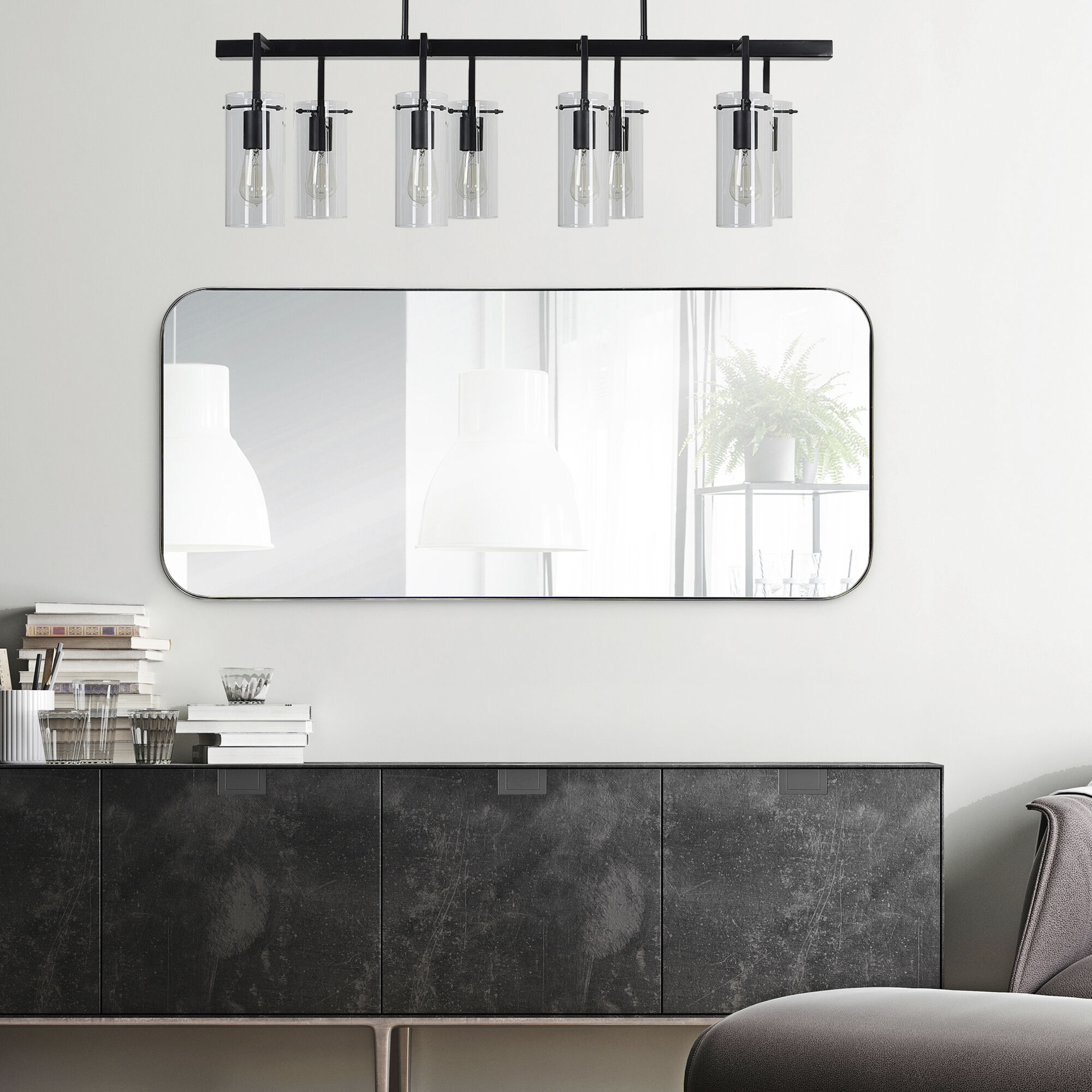 Delphinus 46 X 20 inch Satin NIckel Wall Mirror