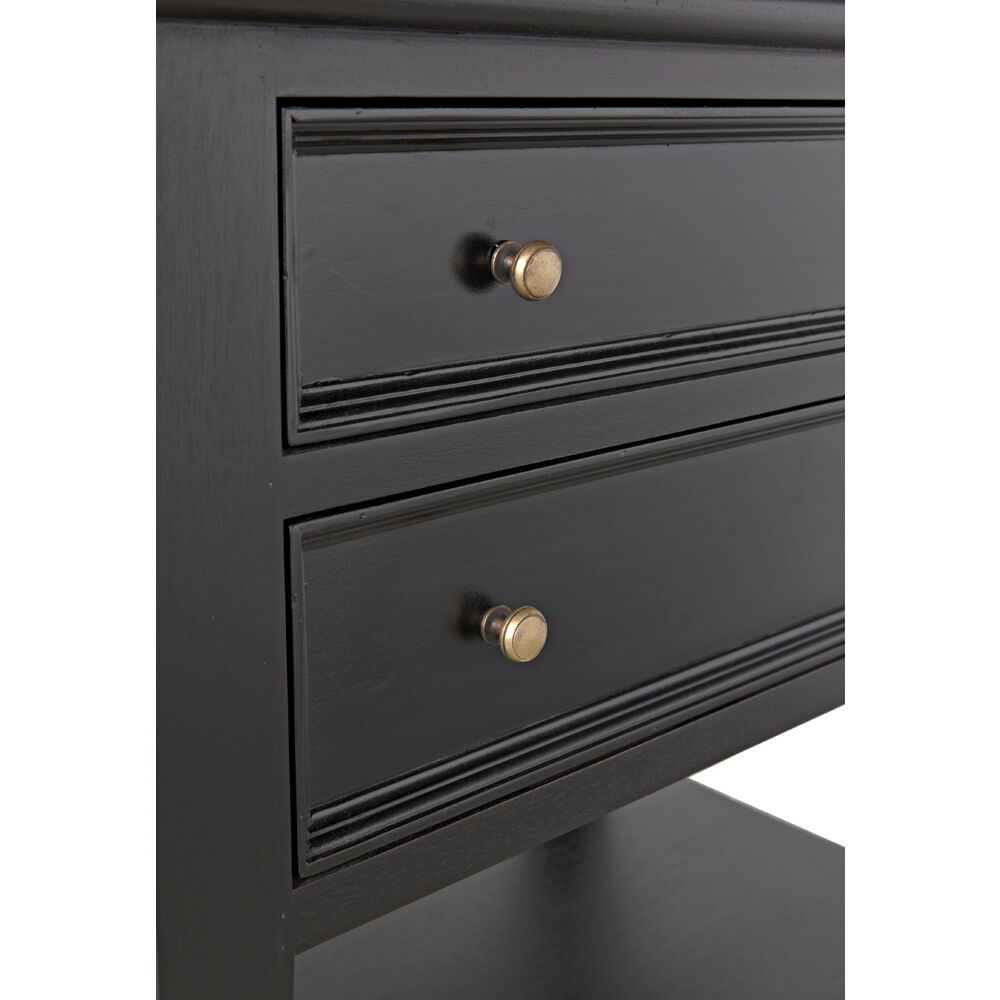 Oxford 30 X 28 inch Hand Rubbed Black Side Table, 2 Drawer