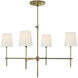 Thomas O'Brien Bryant 4 Light 36 inch Hand-Rubbed Antique Brass Chandelier Ceiling Light in Linen, Large