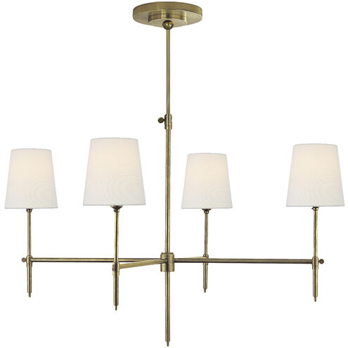 Thomas O'Brien Bryant 4 Light 36 inch Hand-Rubbed Antique Brass Chandelier Ceiling Light in Linen, Large