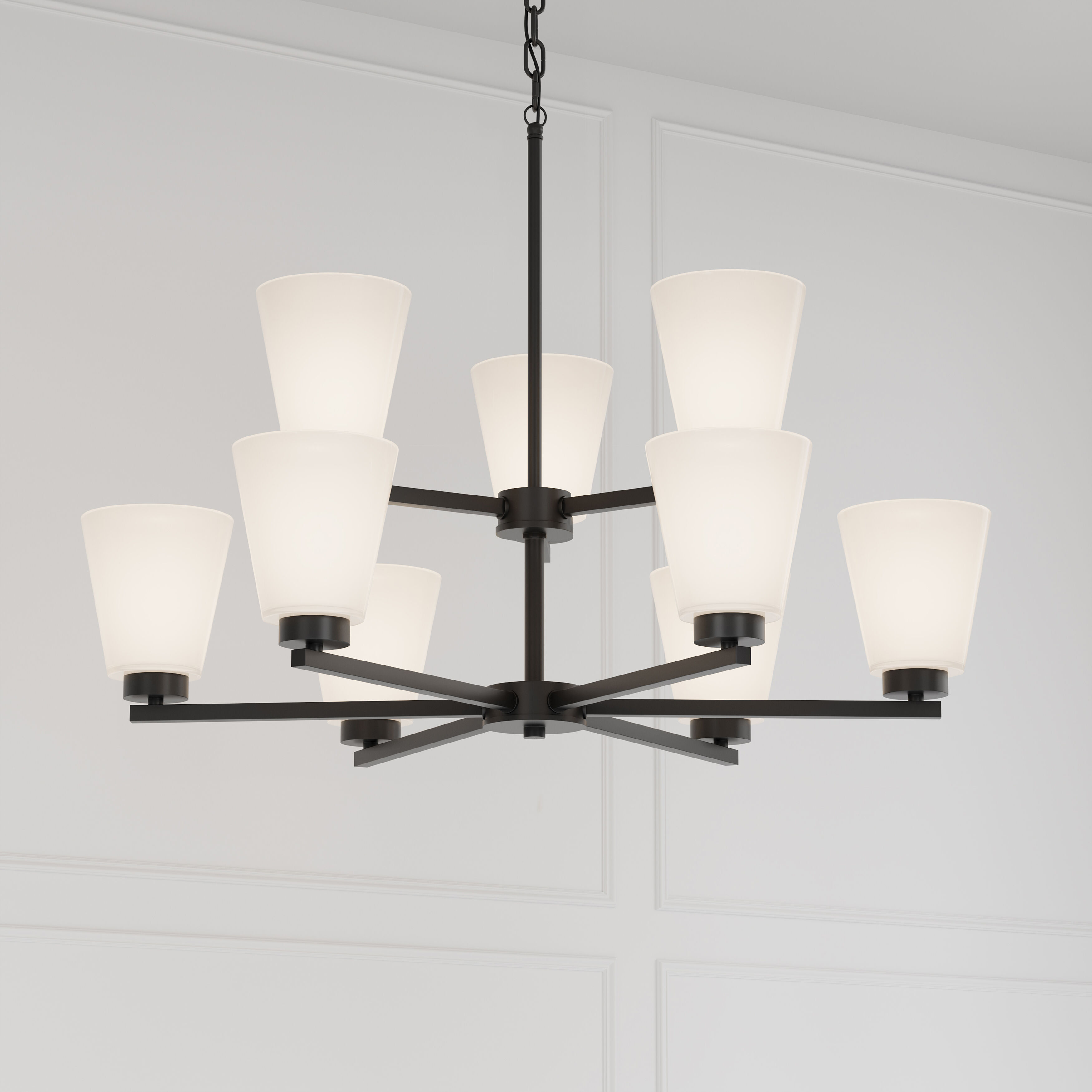 Strayhan 9 Light 28.5 inch Matte Black Chandelier Ceiling Light
