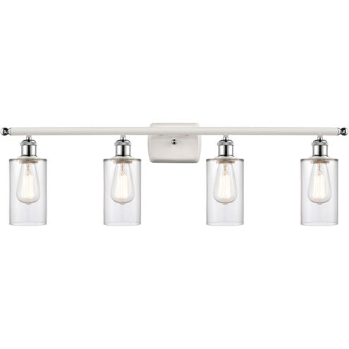 Ballston Clymer LED 36 inch White and Polished Chrome Bath Vanity Light Wall Light in Clear Glass, Ballston