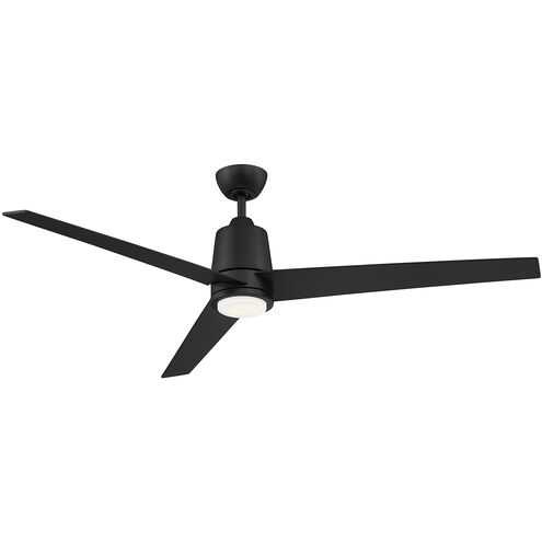 Modern 56 inch Matte Black with Black/Antique Oak Blades Ceiling Fan