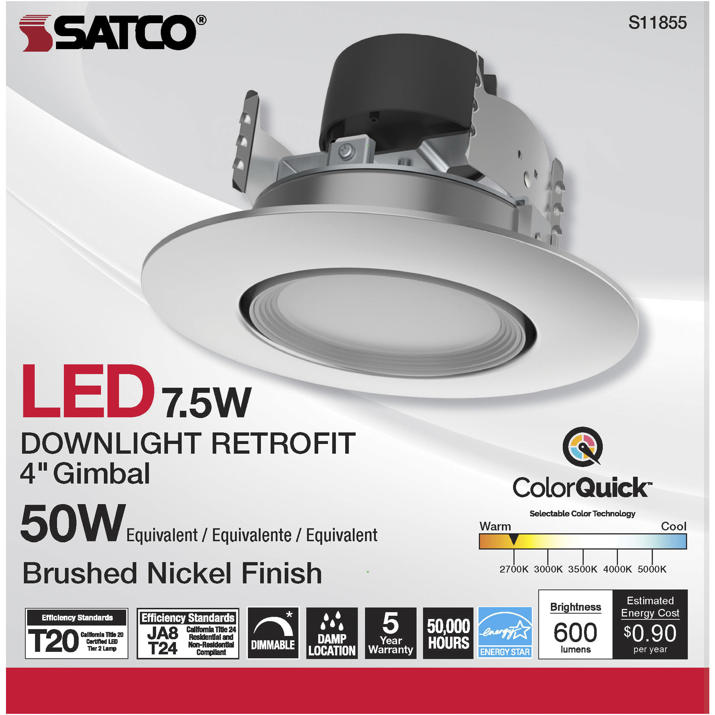 Edgewood Integrated Brushed Nickel Recessed, Retrofits