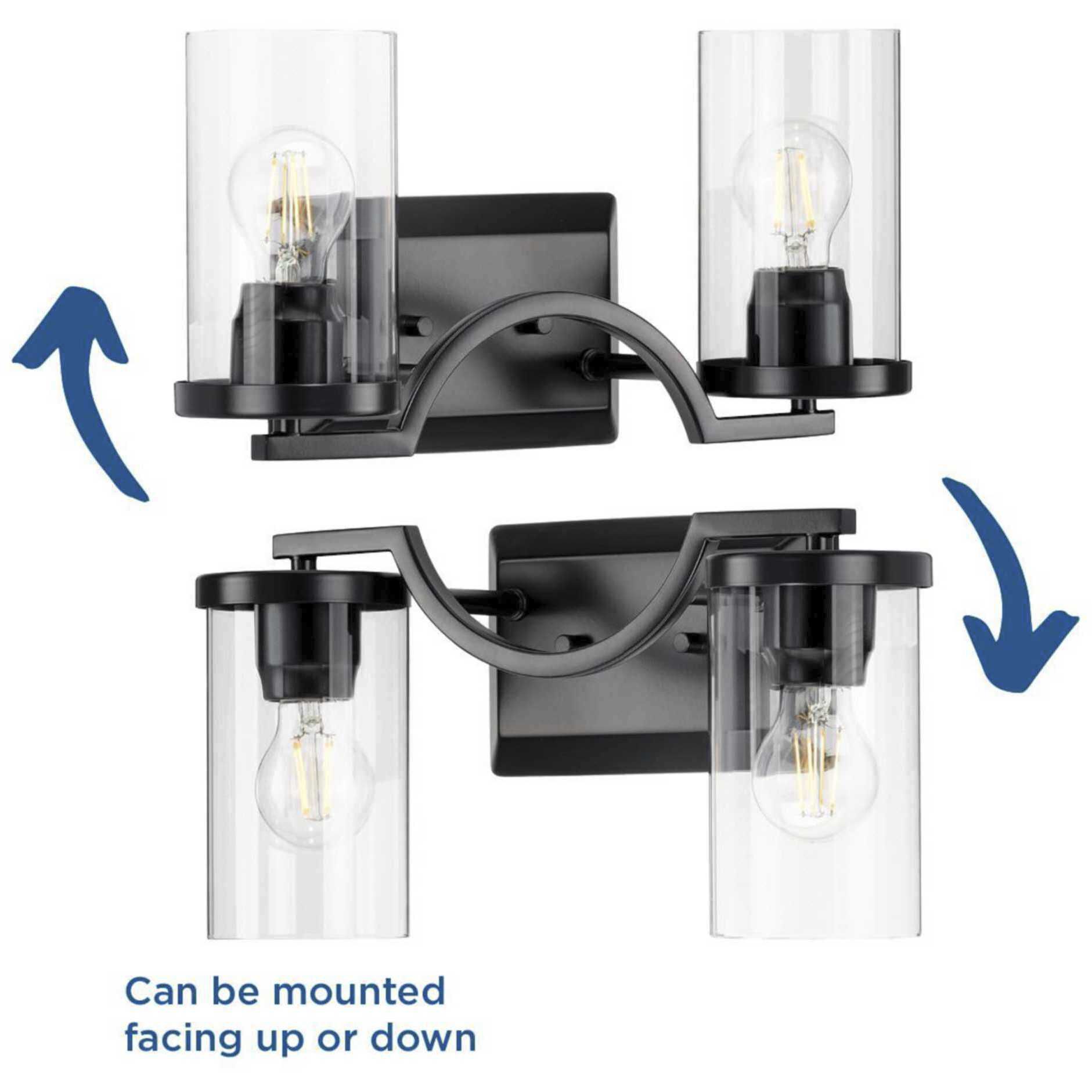 Lassiter 2 Light 16 inch Matte Black Bath Vanity Wall Light