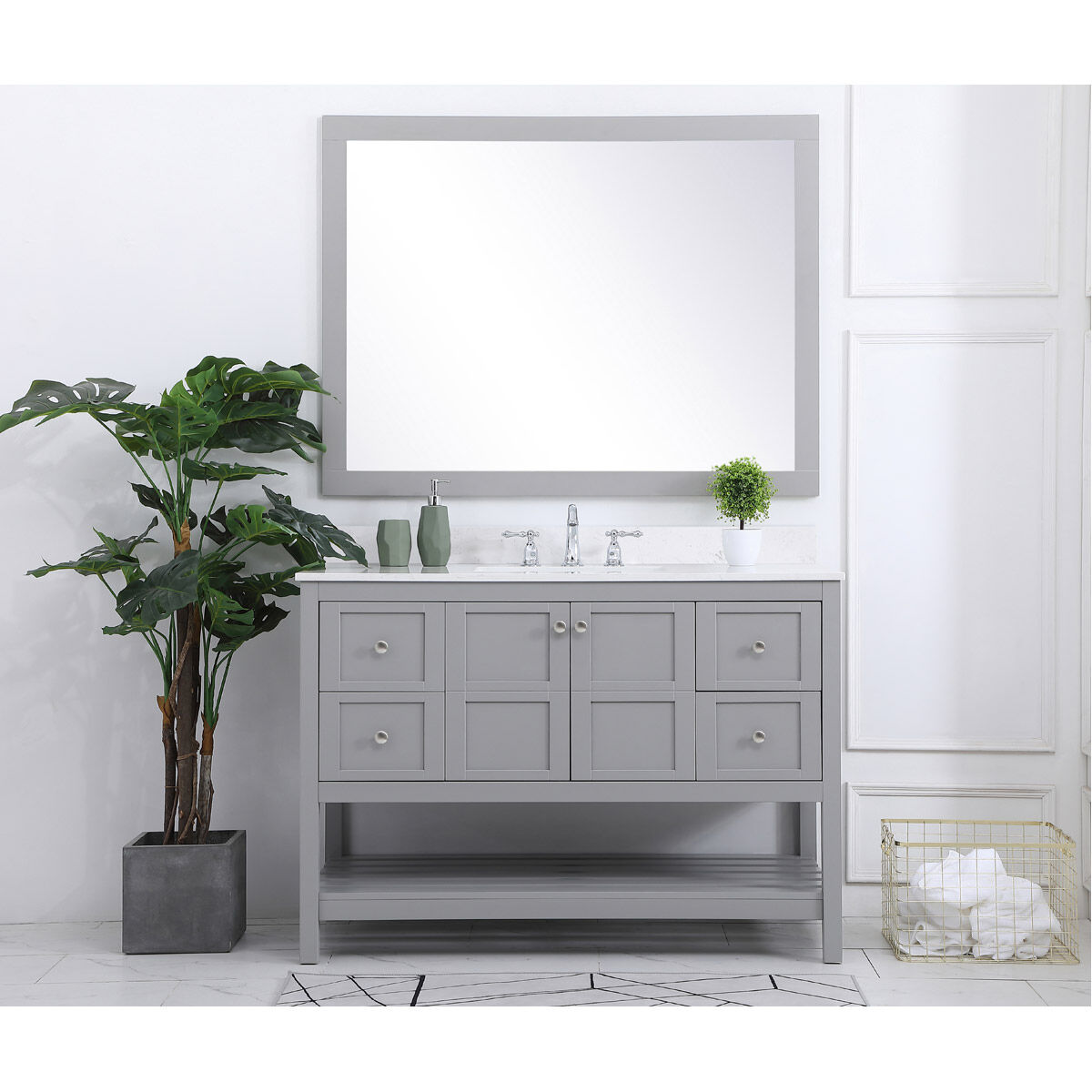 Theo 48 X 22 X 34 inch Gray Vanity Sink Set