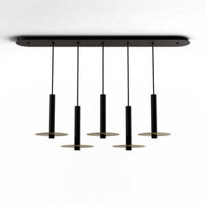 Combi LED 49 inch Matte Black Pendant Ceiling Light in Matte Black With Brushed Brass, Suspension / Flush Mount 2-in-1