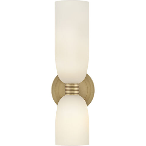 Lisa McDennon Tallulah LED 5.5 inch Lacquered Brass Bath Light Wall Light in 3000K, Etched Opal, 5W, Two Light, Sconce