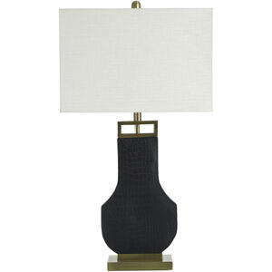 Cameron 32 inch 100.00 watt Satin Black and Gold Table Lamp Portable Light