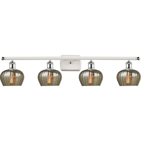 Ballston Fenton 4 Light 36 inch White and Polished Chrome Bath Vanity Light Wall Light in Mercury Glass, Ballston