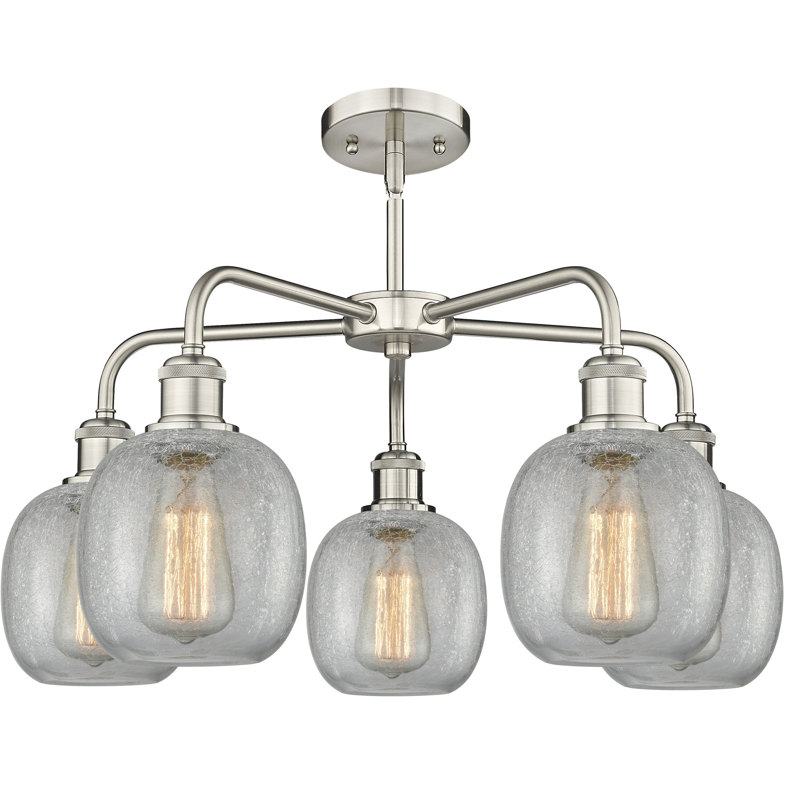 Belfast 5 Light 24 inch Satin Nickel Chandelier Ceiling Light in Clear Crackle