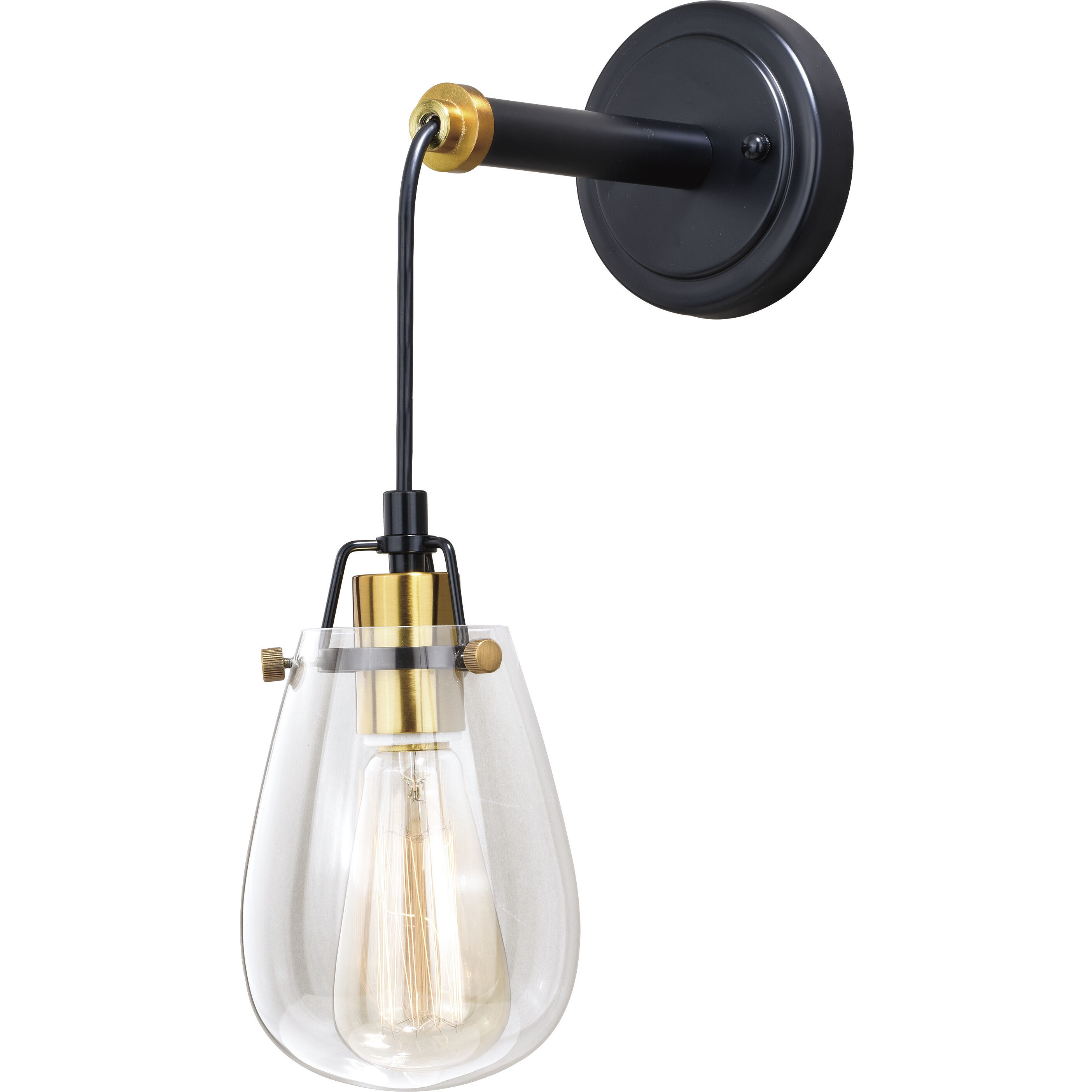 Kassidy LED 5 inch Black and Natural Brass Mini Pendant Ceiling Light
