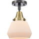 Franklin Restoration Fulton 1 Light 7 inch Black Antique Brass Flush Mount Ceiling Light in Matte White Glass