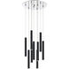 Forest LED 16 inch Chrome Chandelier Ceiling Light in Matte Black Steel