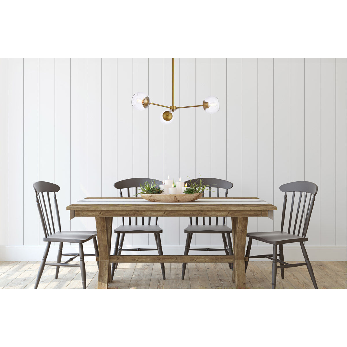 Briggs 3 Light 32 inch Brass Pendant Ceiling Light