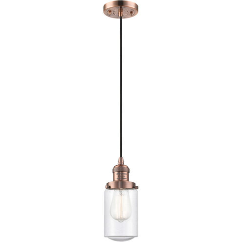 Franklin Restoration Dover 1 Light 5 inch Antique Copper Mini Pendant Ceiling Light in Seedy Glass, Franklin Restoration