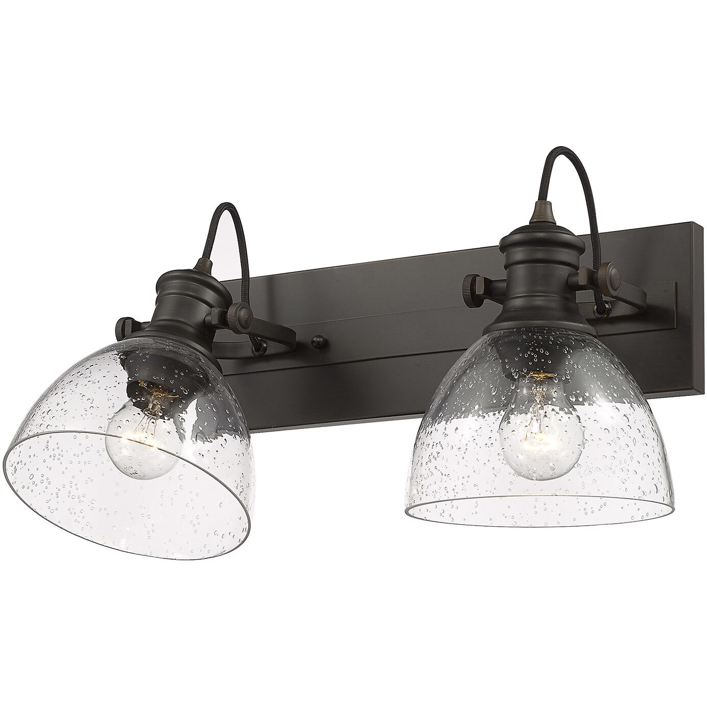 Yep Hines Vanity Wall Light in Rubbed Bronze, Seeded Glass