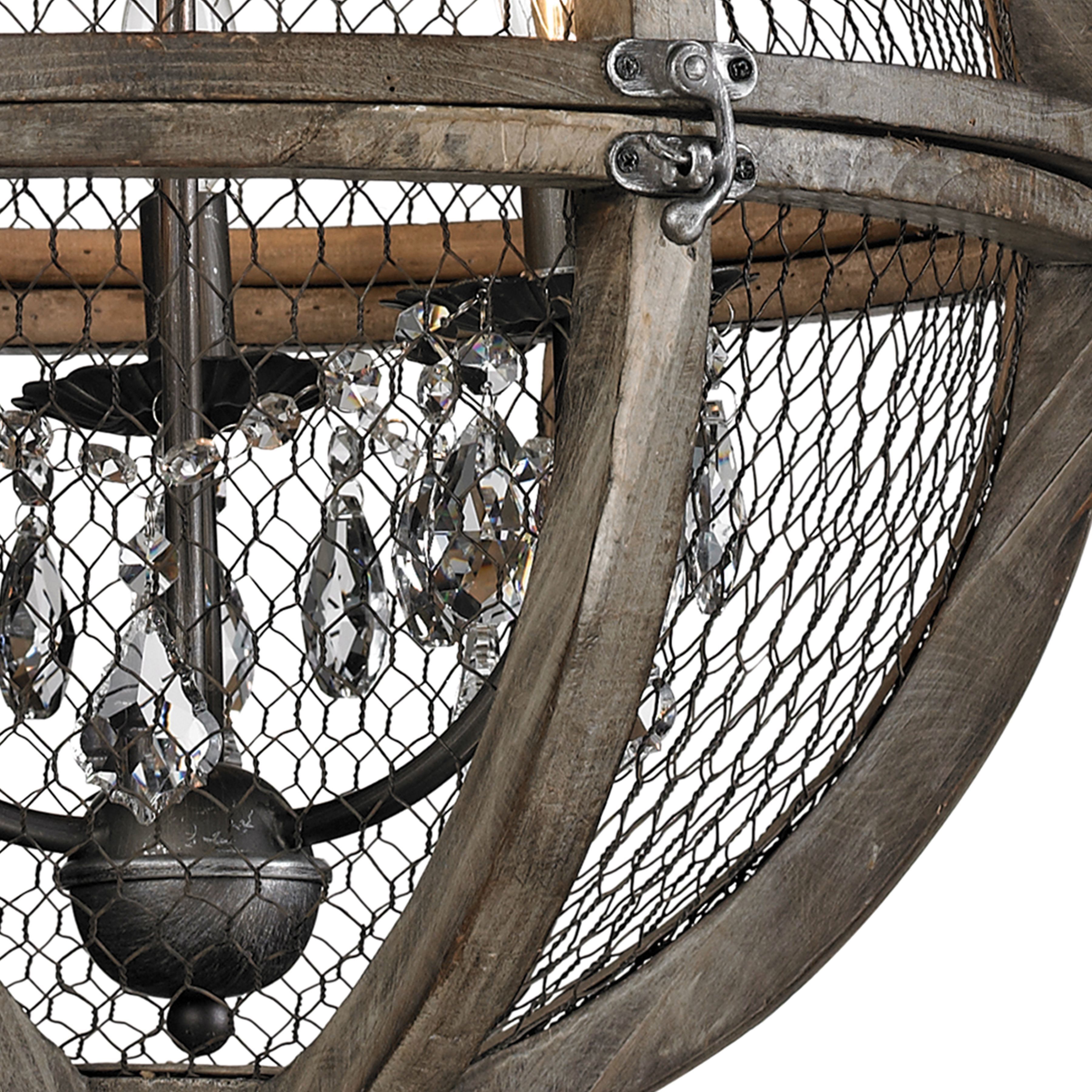 Renaissance Invention 3 Light 18 inch Aged Wood with Weathered Zinc and Clear Chandelier Ceiling Light