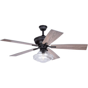 Huntley 52 inch Bronze with Driftwood-Dark Maple Blades Ceiling Fan, Integrated Dimmable Remote