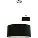 Albion 3 Light 20 inch Brushed Nickel Pendant Ceiling Light in Black Fabric