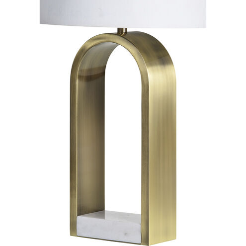 Joline 26.5 inch 100 watt Antique Brushed Brass and White Table Lamp Portable Light