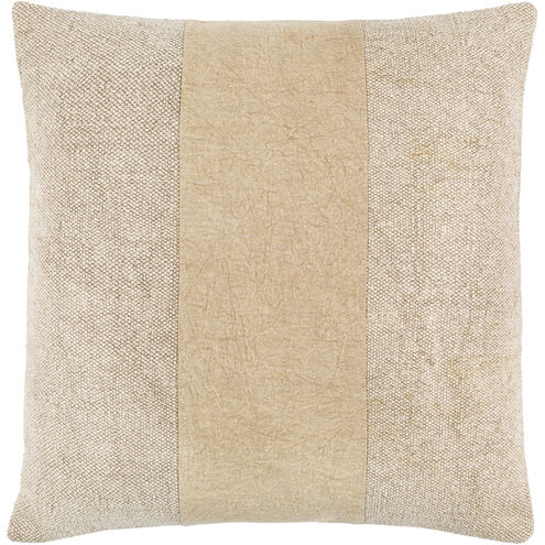 Washed Stripe 20 inch Light Beige Pillow Cover in 20 x 20, Square
