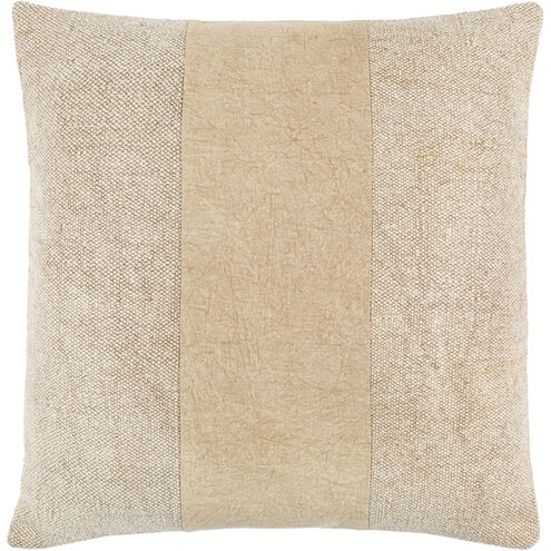 Washed Stripe 20 inch Light Beige Pillow Kit in 20 x 20, Square