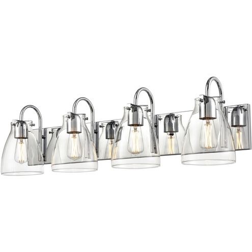 Emma 4 Light 32.75 inch Chrome Bath Vanity Wall Light in Clear Glass