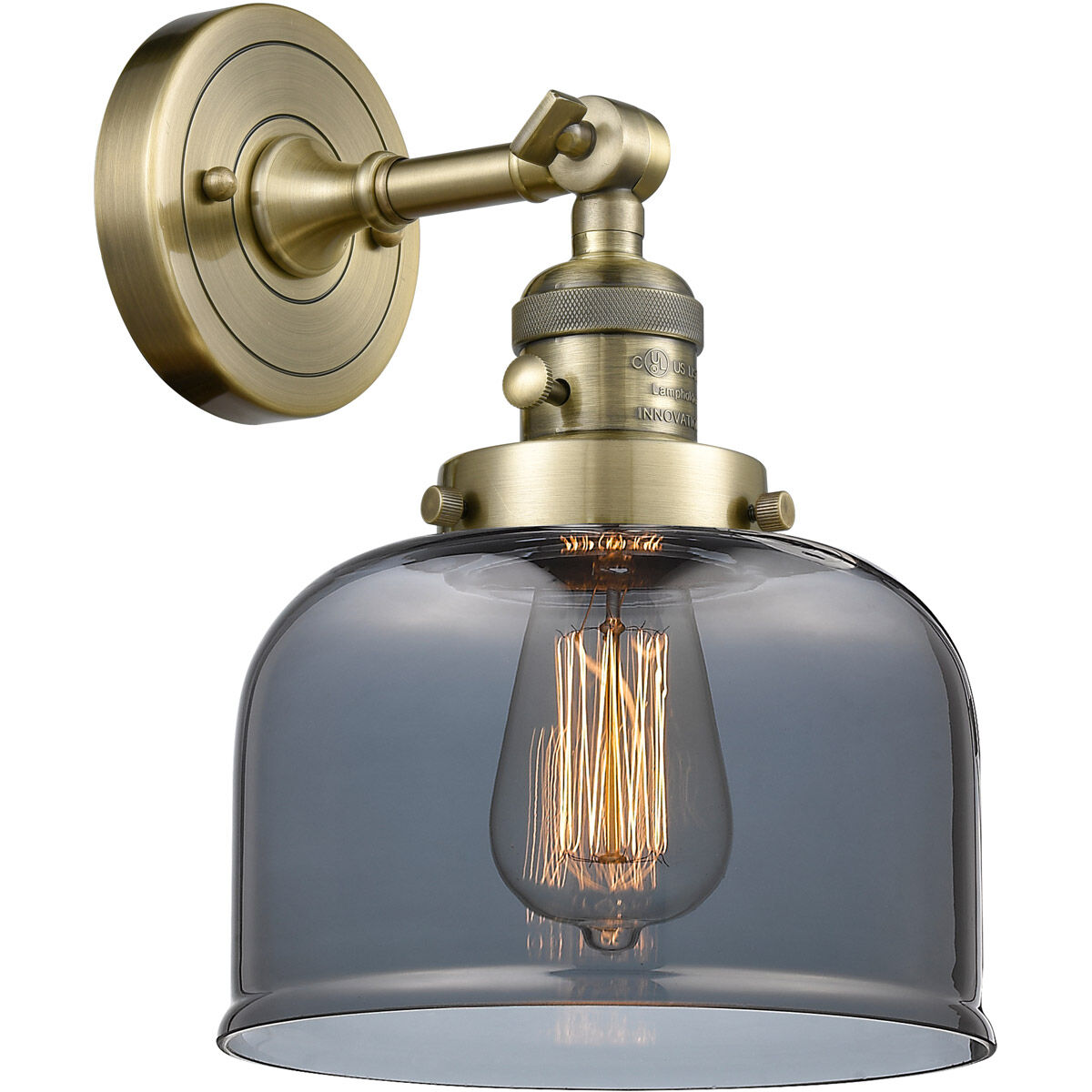 Franklin Restoration Large Bell LED 8 inch Antique Brass Sconce Wall Light, Franklin Restoration