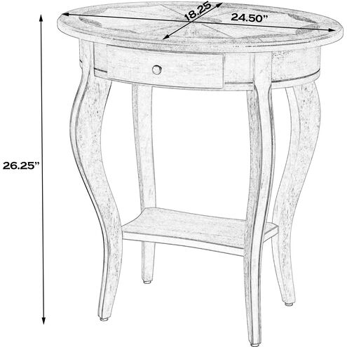 Jeanette Oval Wood Side Table in Beige