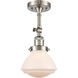 Franklin Restoration Olean LED 7 inch Brushed Satin Nickel Sconce Wall Light in Matte White Glass, Franklin Restoration