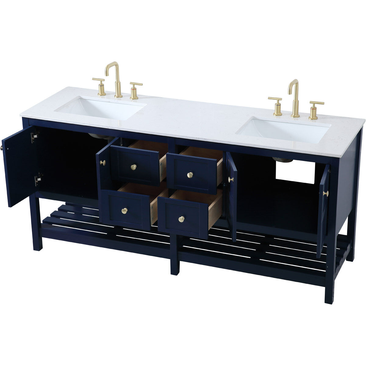 Theo 72 X 22 X 34 inch Blue Vanity Sink Set