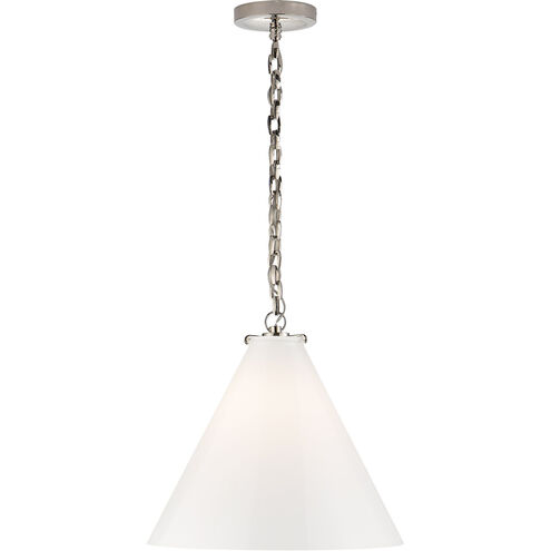 Thomas O'Brien Katie6 1 Light 15.75 inch Polished Nickel Conical Pendant Ceiling Light in White Glass
