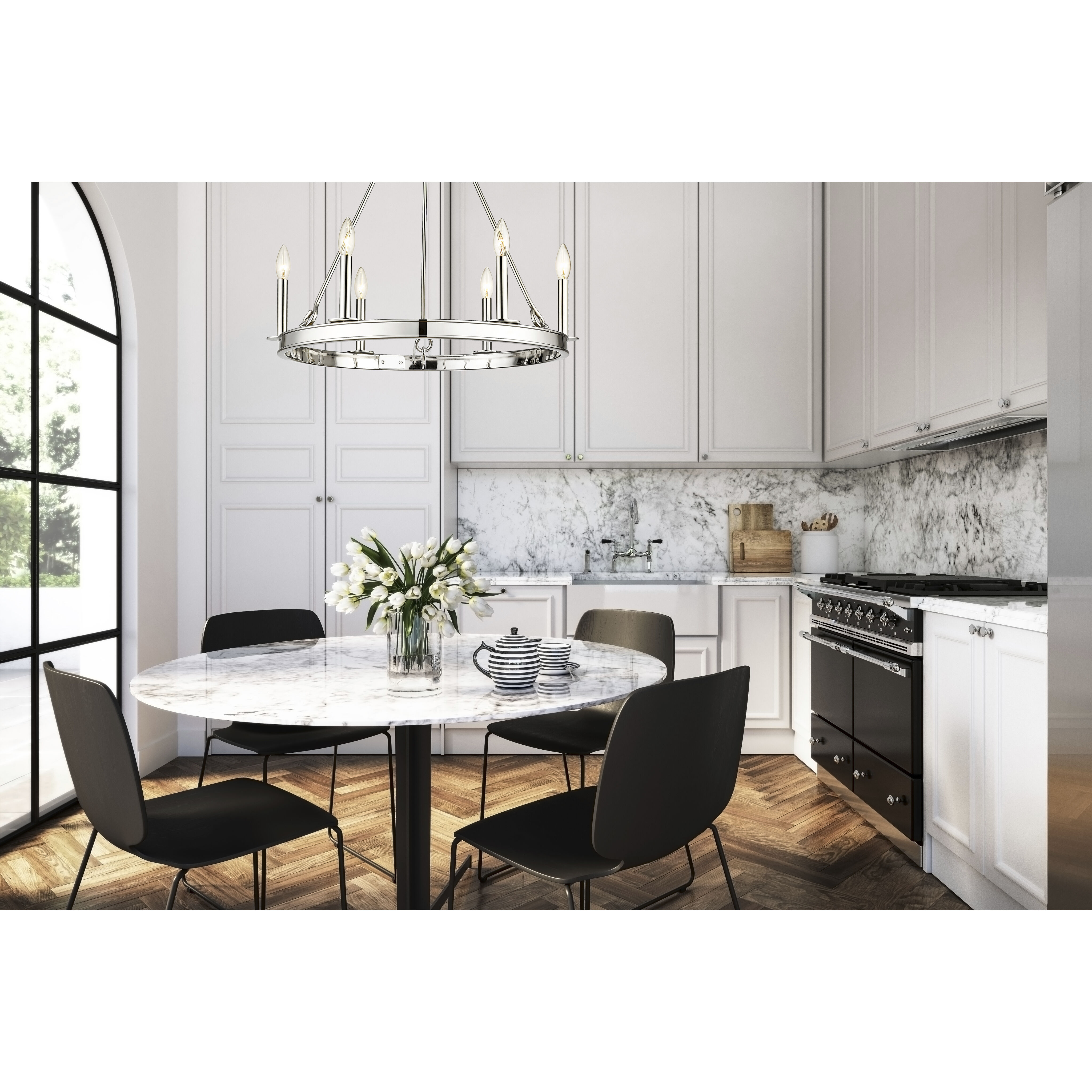 Barclay 6 Light 25 inch Polished Nickel Chandelier Ceiling Light