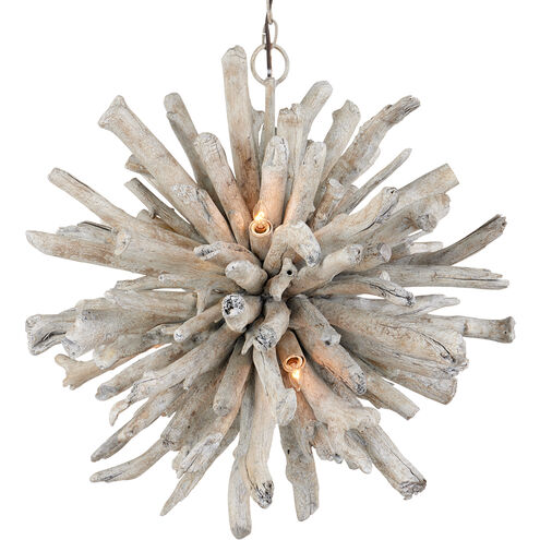 Kuka 6 Light 25 inch Whitewashed Driftwood Pendant Ceiling Light, Marjorie Skouras Collection