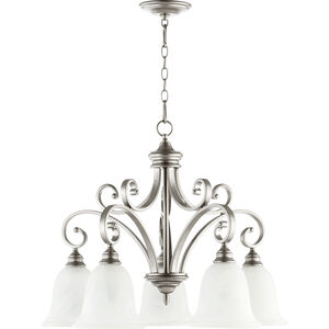 Bryant 5 Light 30 inch Classic Nickel Dinette Chandelier Ceiling Light in Faux Alabaster