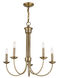 Estate 5 Light 25 inch Antique Brass Chandelier Ceiling Light