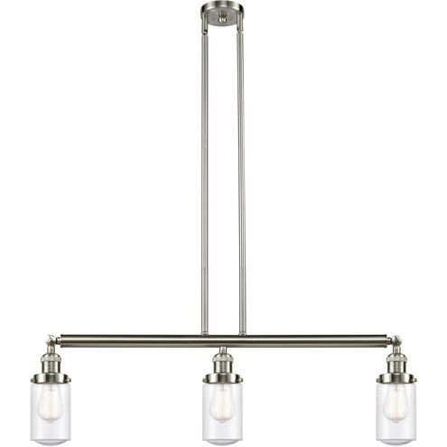 Franklin Restoration Dover 3 Light 37 inch Brushed Satin Nickel Island Light Ceiling Light in Seedy Glass, Franklin Restoration