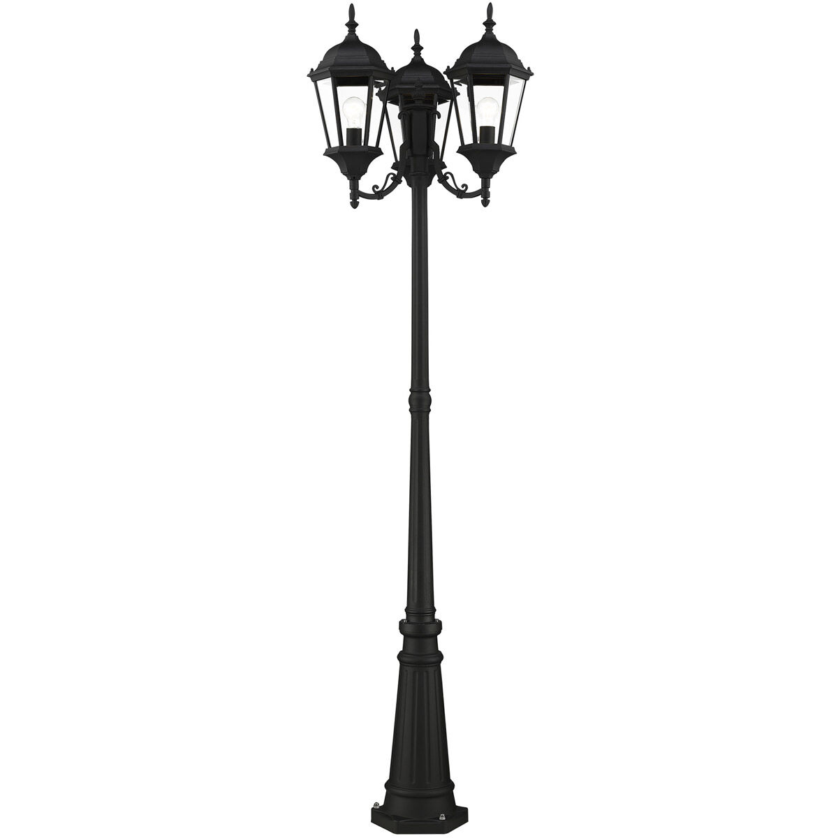 Hamilton 3 Light 86 inch Textured Black Outdoor Post Light