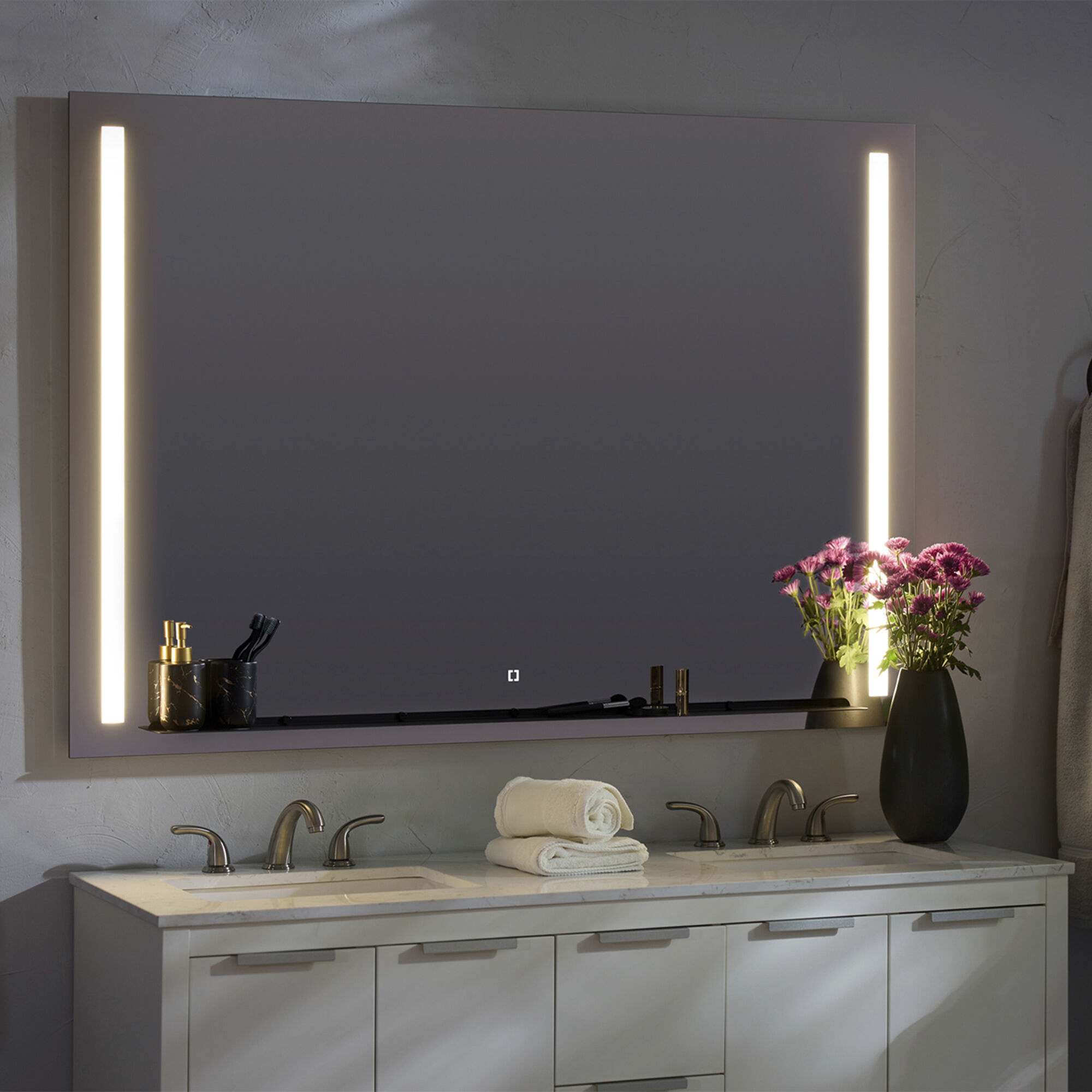 Skylight 48 X 48 inch Black LED Lighted Mirror, Vanita by Oxygen