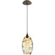 Ellisse 1 Light 6.5 inch Flat Bronze Pendant Ceiling Light in Ellisse Amber