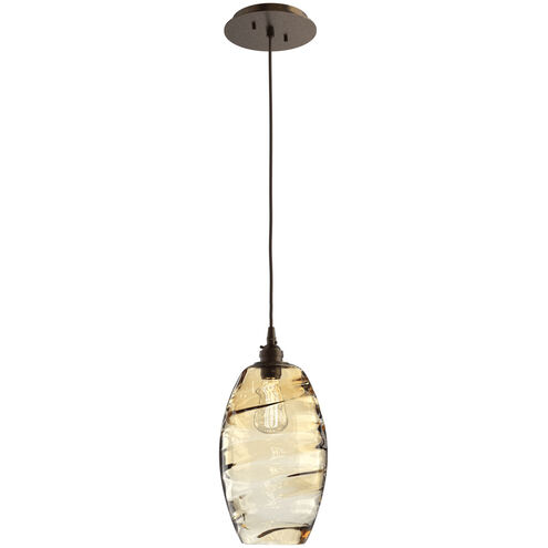 Ellisse 1 Light 6.5 inch Flat Bronze Pendant Ceiling Light in Ellisse Amber