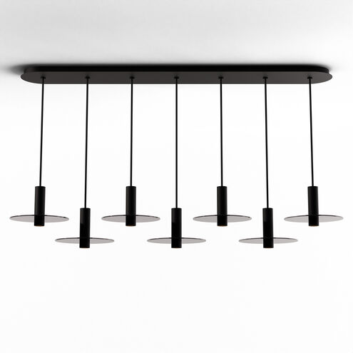 Combi LED 49 inch Matte Black Pendant Ceiling Light in Dark Grey Glass, Suspension / Flush Mount 2-in-1