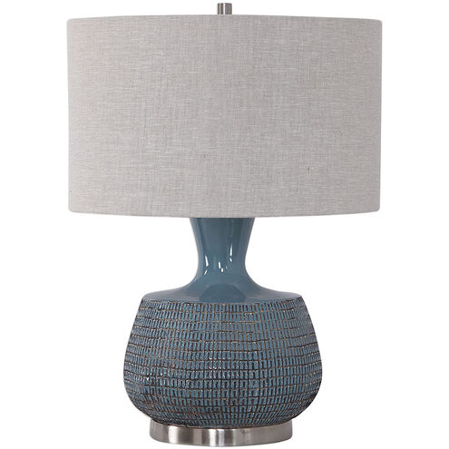 Hearst 25 inch 150 watt Blue Glaze With Rust Bronze Distressing Table Lamp Portable Light