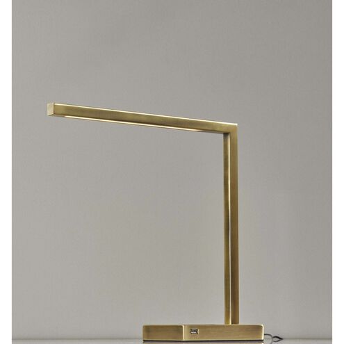 Aidan 16 inch 6.00 watt Antique Brass Wireless Charging Desk Lamp Portable Light, with AdessoCharge