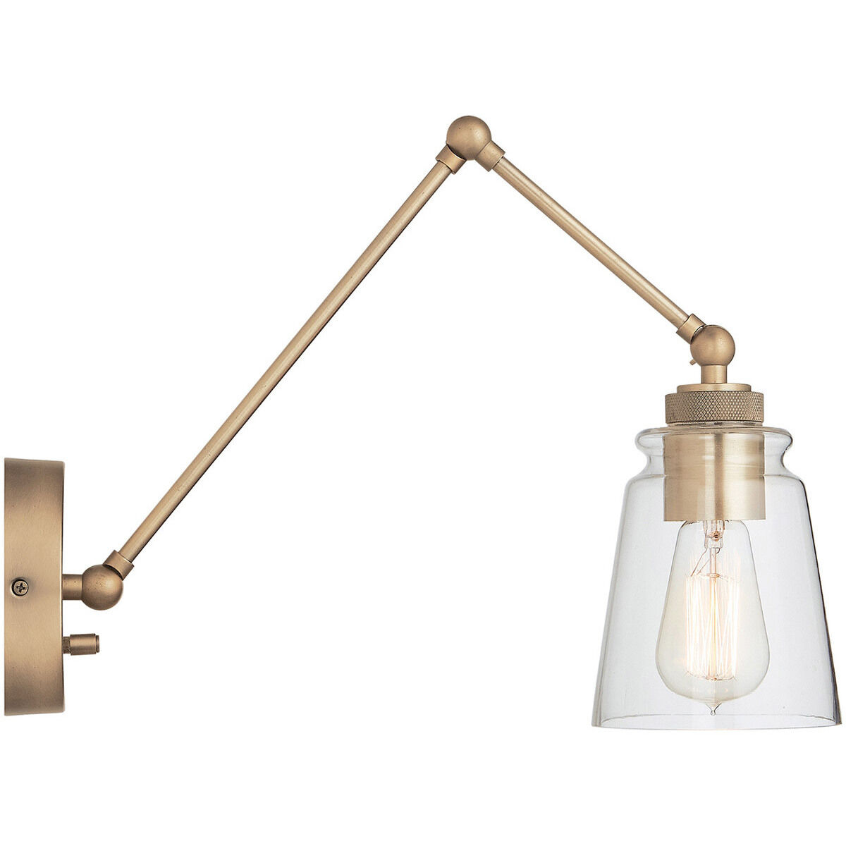 Profile 15.25 inch 100 watt Aged Brass Adjustable Swing Arm Sconce Wall Light