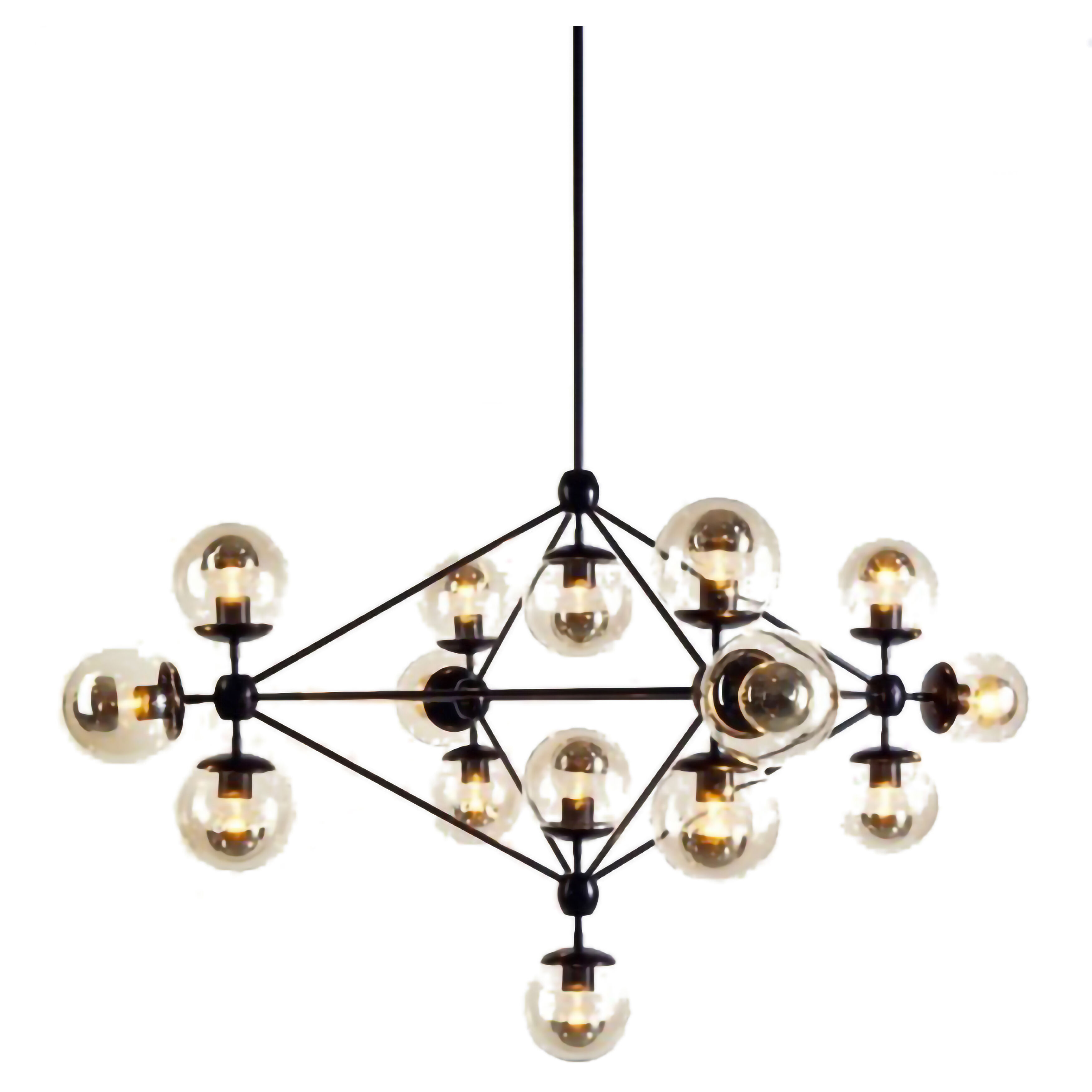 Canada 15 Light 51 inch Black Chandelier Ceiling Light, Geometric Sphere, Black Frame