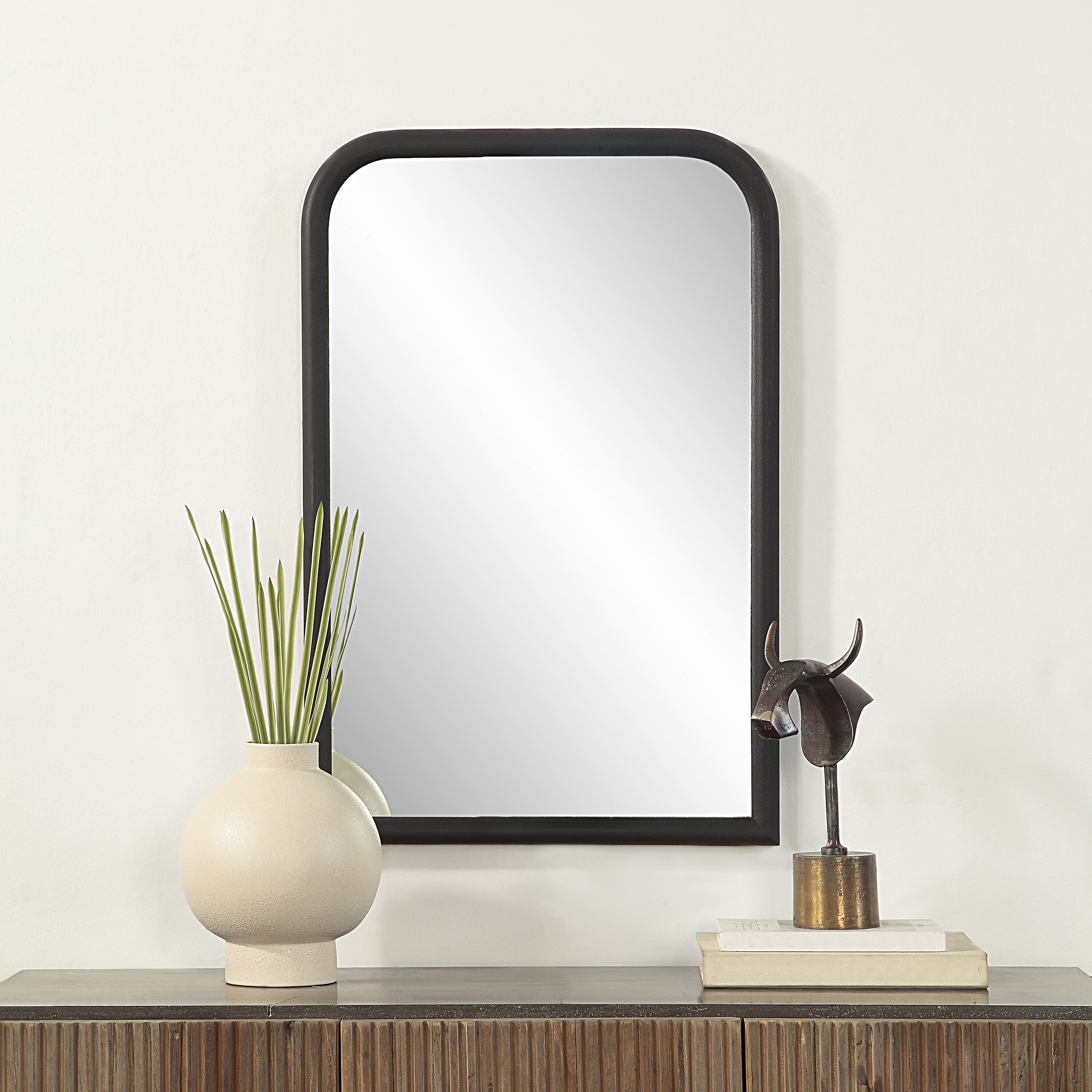 Dovima 36 X 24 inch Textured Black Wall Mirror