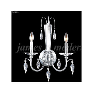 Sculptured Crystal Leaf 2 Light 15 inch Silver Crystal Chandelier Ceiling Light